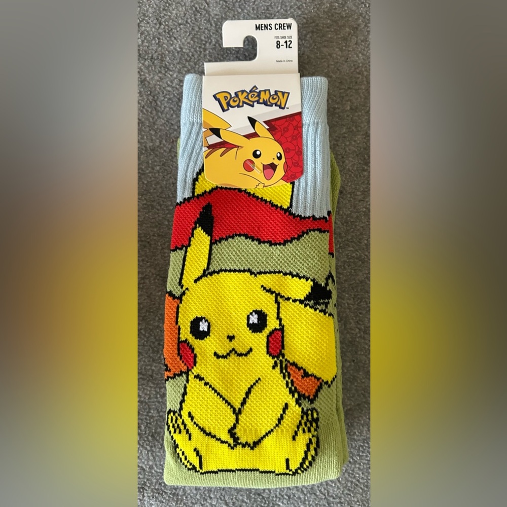 Pokemon Pikachu Crew Socks Fits